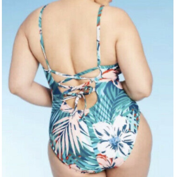 High Neck High Coverage One Piece Swimsuit Floral - Picture 4 of 9